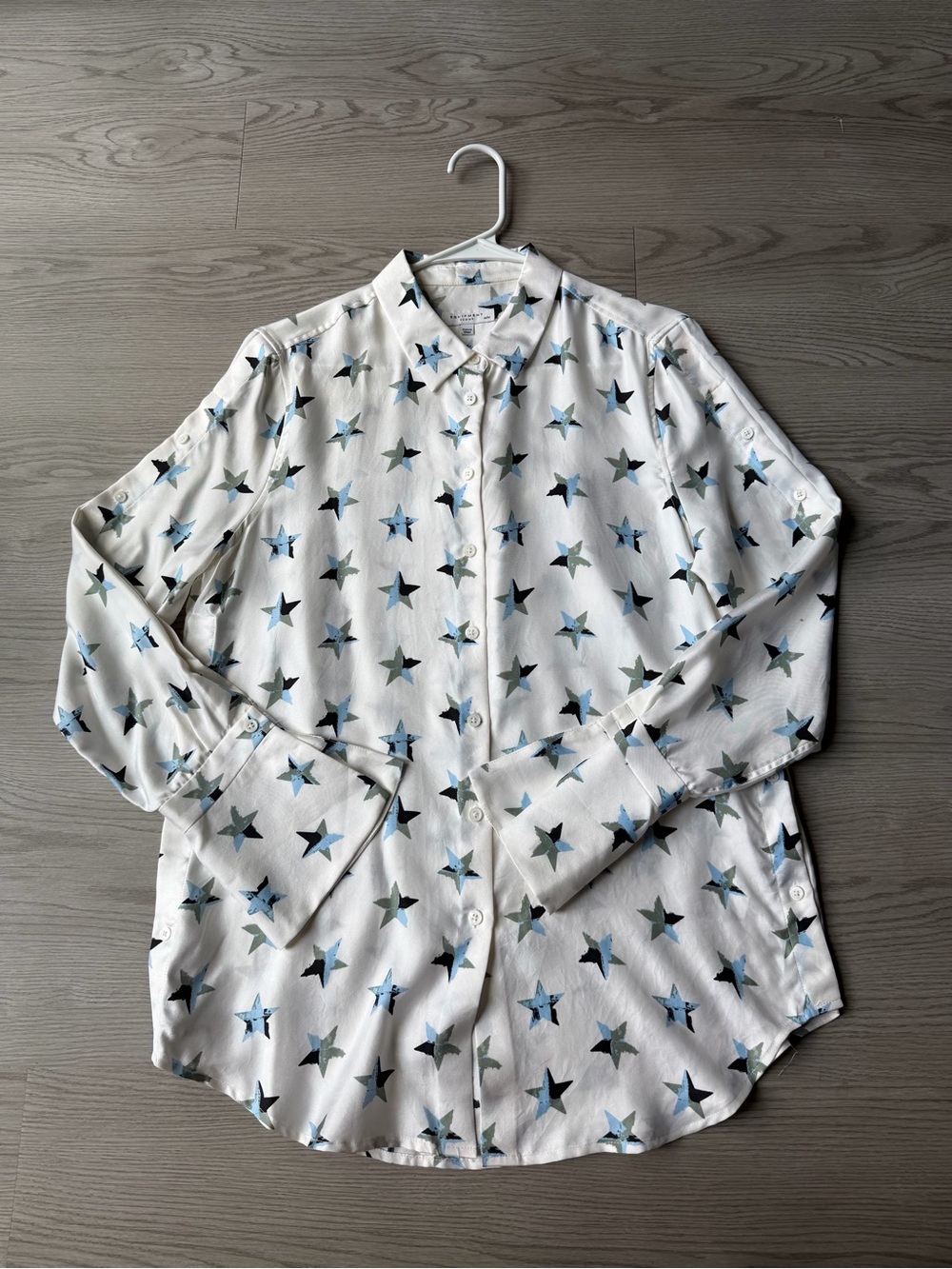 Equipment White Button-Down Silk Shirt with Star Print